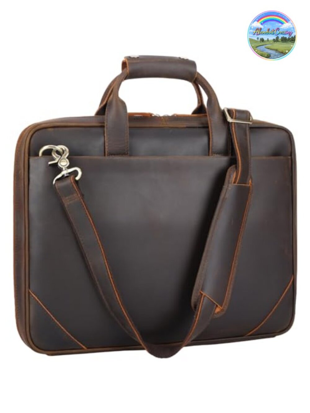 Full Grain Leather Slim Laptop Briefcase 16" Messenger Bag